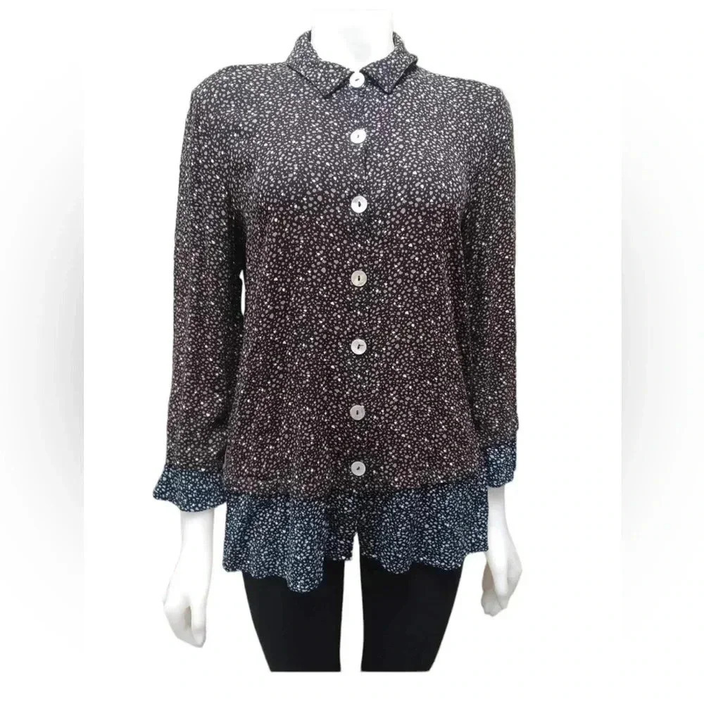 Habitat Button Down  Long Sleeve Smock Top Size Small